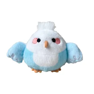 Cute round plush bird doll in soft blue and white colors for girls birthday gift