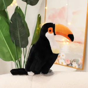 Life-like Toucan plush toy bird doll with large orange beak for kids gift and home decor