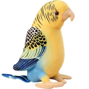 Lifelike yellow budgerigar plush toy bird doll realistic stuffed animal for home gifts