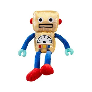Creatieve gouden robot knuffel met blauwe armen en benen voor verjaardagskinderen