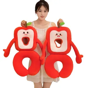 Comfortable ice silk lunch break pillow for office students in red apple design