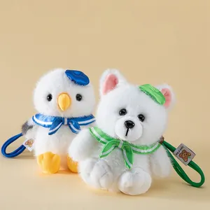 Cute Marine Series Seagull Arctic Fox Plush Keychain Soft Stuffed Animal Bag Pendant Accessory Gift For Kids Women