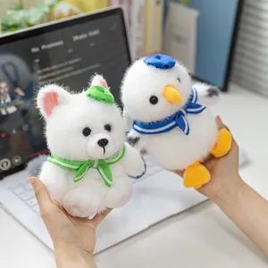 Cute seagull and arctic fox plush charms for bags and keys