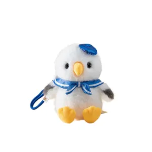 Cute plush seagull keychain with sailor hat and scarf for bag decoration accessories