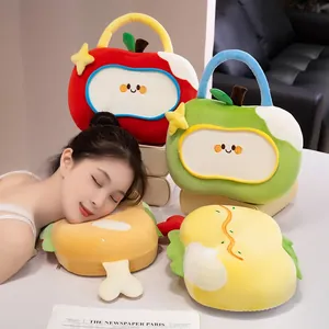 Lindo cojín creativo de látex con forma de manzana para siestas de oficina y apoyo lumbar