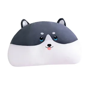 Cute cartoon husky dog plush backrest pillow large soft headboard cushion for bed