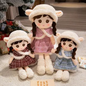 Elegante Tweed Kleid Plüsch Mädchen Puppe Weiches Stofftier Prinzessin Puppe Für Mädchen Geburtstag Weihnachten Geschenk