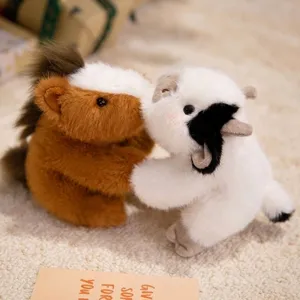 Pair of cute plush animal dolls kissing, ideal as desk companions or charming gifts