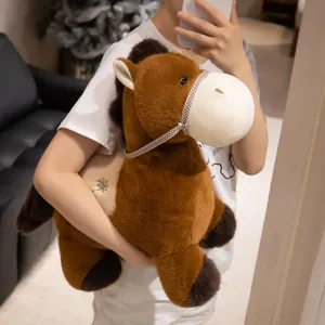 Adorable brown simulation pony plush toy doll for children's companion and mascot gift