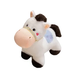 Cute white plush horse mascot toy for kids gift Year of the Horse zodiac pony doll