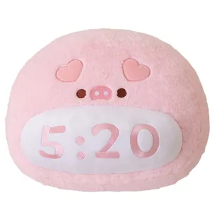 Simpatico cuscino di peluche maialino rosa con ricamo a cuore, cuscino decorativo per ragazze