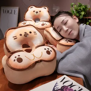 Soft butter cookie plush nap pillow for office desk and student rest, cute bread design