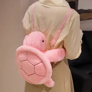 Cute Colorful Turtle Plush Backpack Cartoon Animal Soft Stuffed Doll Bag For Kids Girls Women Adjustable Straps Polyester Travel Backpack