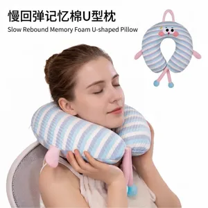 Cómoda almohada de viaje de espuma viscoelástica en forma de U de seda de hielo para aviones