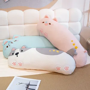 Cute long cartoon animal body pillow made of breathable ice silk fabric for comfortable sleeping