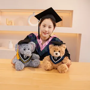 Simpatici peluche di laurea orsetto ed elefante con tocco dottorale