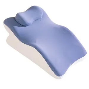 Multifunctional ergonomic wedge support pillow for bed positioning with soft blue cover