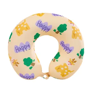 Almohada de viaje en forma de U de espuma viscoelástica con estampado de jirafa