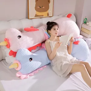 Almohada larga de tela refrescante con lindos diseños de dinosaurios y unicornios