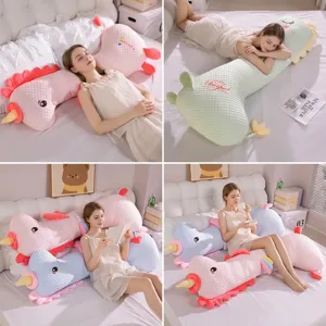 Almohada larga refrescante con diseño de unicornio y dinosaurio para la cama