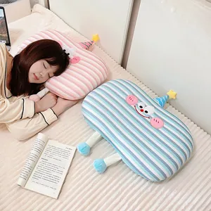 Cute striped memory foam nap pillow with breathable ice silk fabric for students