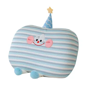 Cute cartoon striped memory foam nap pillow with breathable ice silk fabric for students
