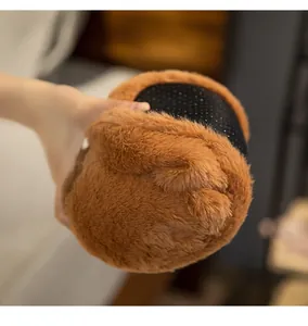 Detailed macro view of plush capybara slipper showing non-slip sole texture