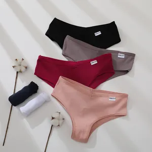 Collection of colorful women's ribbed cotton panties with V-waist and high cut design