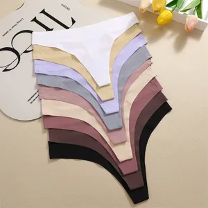 Set di perizomi multicolore senza cuciture in seta ghiacciata con vita a V da donna