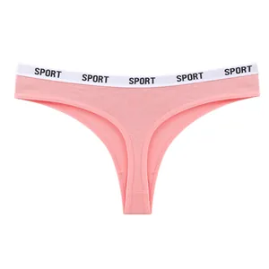 Perizoma sportivo da donna in cotone rosa con elastico in vita a vita bassa 'SPORT'
