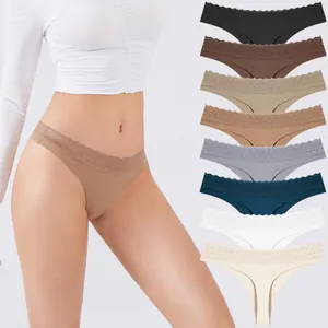 Perizoma Donna Sexy Senza Cuciture con Bordo in Pizzo Traspirante Asciugatura Rapida Sportivo in Nylon per Yoga Palestra