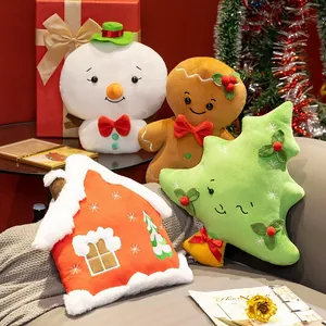 Cuscino di Peluche di Natale a Forma di Omino di Pan di Zenzero Pupazzo di Neve Albero Casa Arredamento Casa