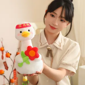 Cute flower duck plush toy doll for Valentine's Day gift held by a woman