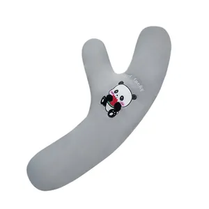 Almohada cervical para coche con panda para viajes largos con diseño ergonómico gris