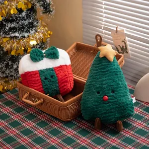 Cuscino di peluche a forma di albero di Natale e morbido cuscino a scatola regalo