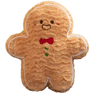 Morbido cuscino di peluche a forma di omino di pan di zenzero per decorazione Natale