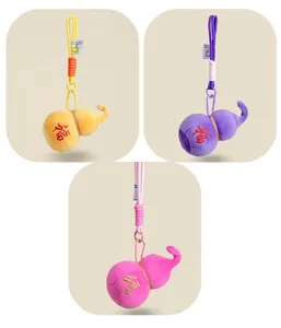 Set of colorful plush gourd charms with traditional Fu character embroidery for keychains