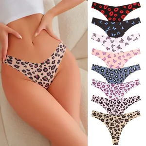 Women's Low Waist Seamless Thong Panties Sexy Animal Print Butterfly Floral Invisible Stretch Underwear Briefs