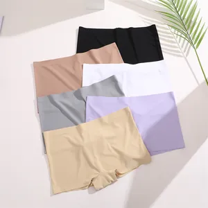 Detailed view of seamless one-piece women's boyshorts panties in multiple colors