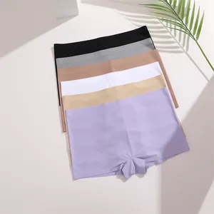 Close-up of seamless low-waist boy-cut panties displayed in multiple pastel colors