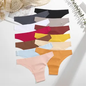 Detailed flat lay of seamless ice silk thongs, breathable solid color women underwear multi-pack.