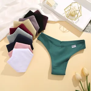 Perizomi da donna in cotone a maglia waffle a vita bassa in vari colori pastello e vivaci