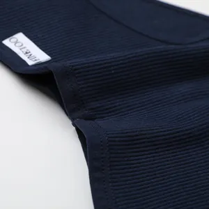 Close-up view showing the soft ribbed cotton texture of navy blue women's panties detail