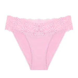 Mutandine in pizzo rosa da donna sexy a vita bassa con fascia floreale e vestibilità comoda