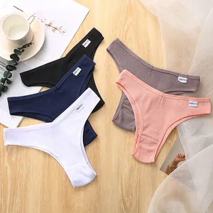 Damen gerippte Baumwoll Slips bequem V Taille mittlere Leibhoehe Unterwaesche Pack