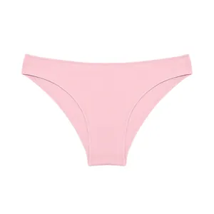 Simple and comfortable light pink cotton panties for women with a flattering V-waist design.