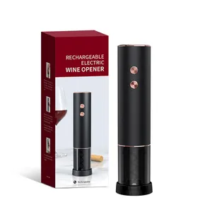 Professional rechargeable electric wine opener set with matte black and rose gold finish