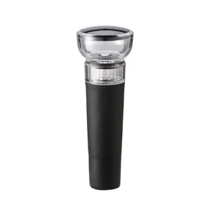 Premium black silicone vacuum wine bottle stopper for fresh wine preservation.