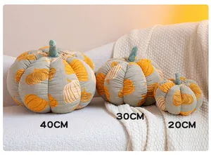 Trois tailles de coussins décoratifs en gaze en forme de citrouille : 20cm 30cm et 40cm