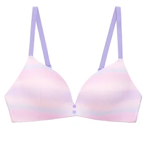 Reggiseno senza cuciture né ferretto da donna con trama a costine sfumata viola